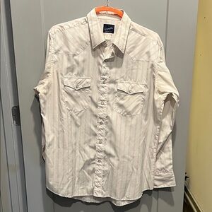 Wrangler Western Snap White with Black and Pink Striped Shirt